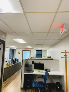 Photo of New LED lighting and exit signs for the Pickens Progress new office space